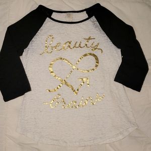 Black and White 3/4 Sleeved Shirt (Sz M, 10/12)